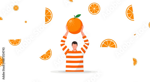 Man Holding Large Citrus Fruit Celebrating Health And The Beauty Of Orange