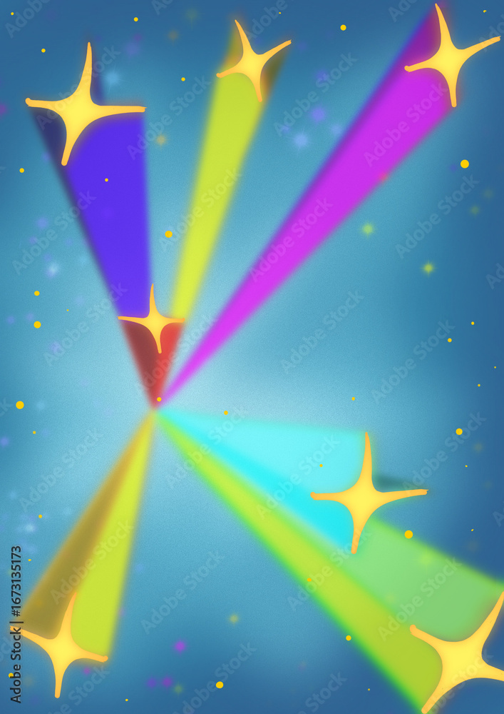 Naklejka premium Colorful Light Beams with Sparkles Abstract Illustration