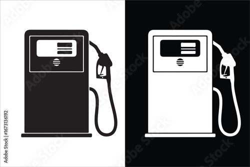 Monochrome Graphic Featuring Two Contrasting Fuel Pumps