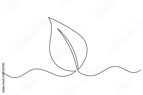Continuous line drawing leaf vector minimal eco friendly botanical illustration