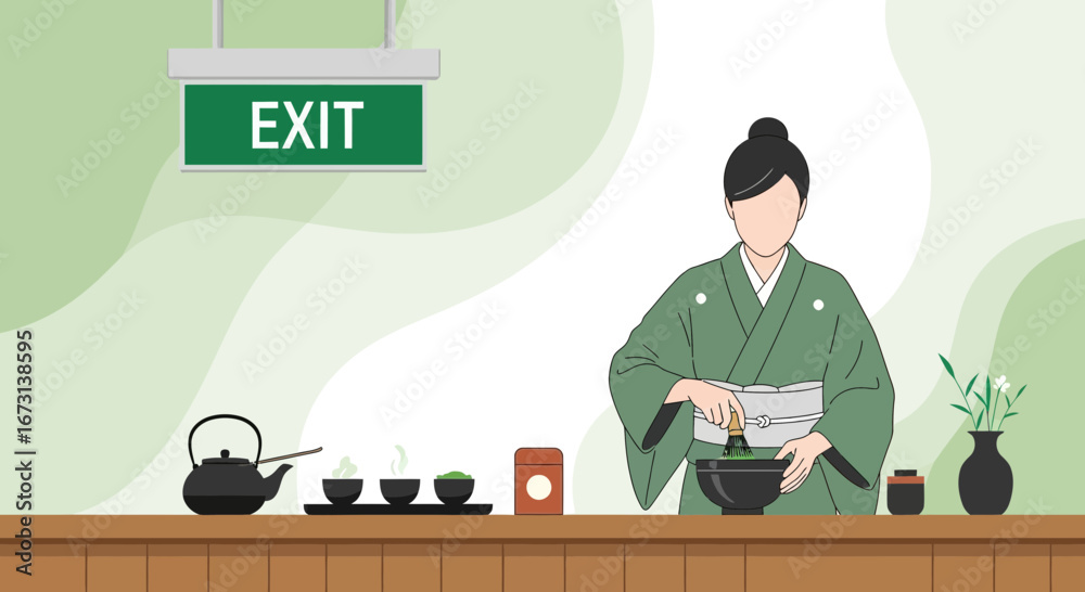 Fototapeta premium Matcha Ceremony Preparation: A Tranquil Scene For Tea Lovers and Enthusiasts