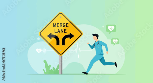 Medical Professional Navigating Challenges on the Healthcare Road with Determination Ahead