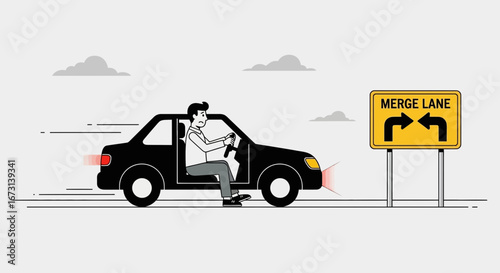 Merging Dilemma Depicting Uncertainty in Navigation, a Cartoonish Interpretation