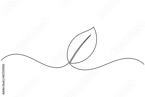 Continuous line drawing leaf vector minimal eco friendly botanical illustration