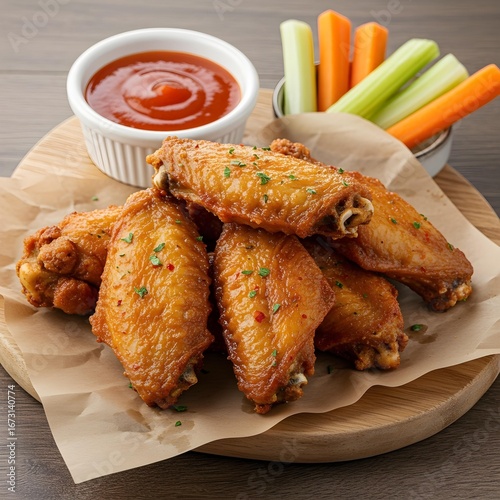 fried chicken wings with sauce