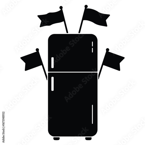 Refrigerator with Flags Vector Illustration Representing Achievement Success Celebration or Food Preservation with a Touch of Patriotism