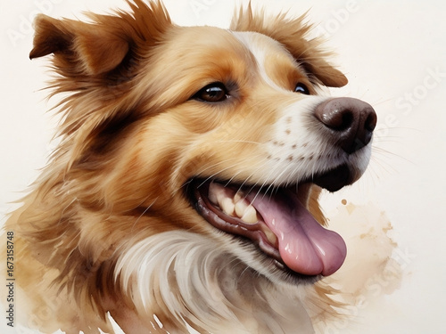 Wallpaper Mural portrait of a border collie, watercolor painting of a dog Torontodigital.ca