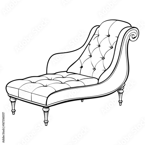 elegant chaise longue outline tufted upholstery