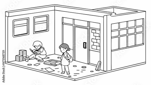 Children in a Dilapidated Room: Poverty, Neglect, and Digital Life Amidst Hardship