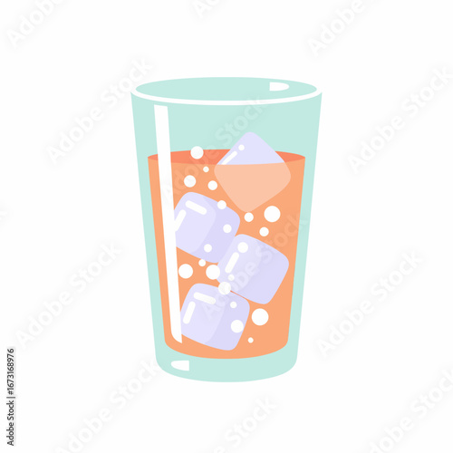 Refreshing Iced Beverage in a Tall Glass with Cubes.