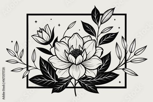 Abstract floral vector background with leaves and flowers design