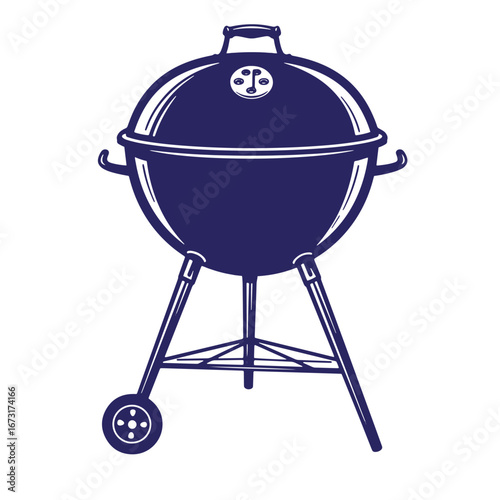 A classic charcoal grill illustration perfect for summer barbecues and outdoor cooking themes