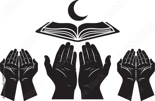 hands of the holy family Muslim Prayer Hands with Mosque and Minaret Silhouette Islamic Prayer Hands with Mosque at Sunset

Silhouette of Worshipping Hands with Masjid Background Ramadan Kareem