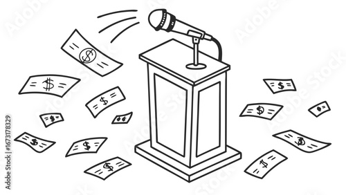 Financial Influence in Public Speaking and Public Address Concept