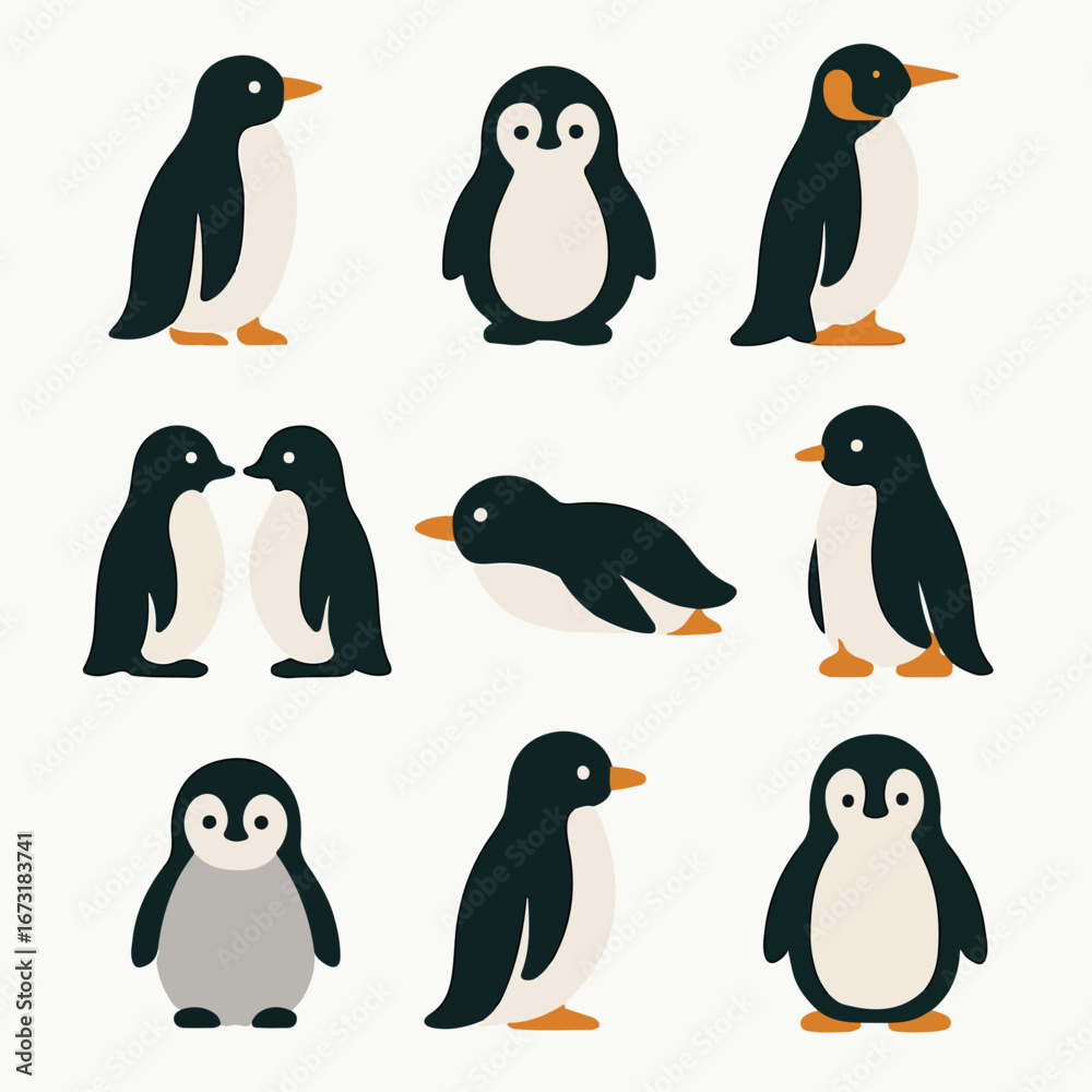 Fototapeta premium Penguin Collection Illustration for Kids