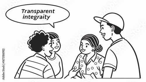 Diverse Group Discussing Transparent Integrity, Open Communication, and Ethical Values