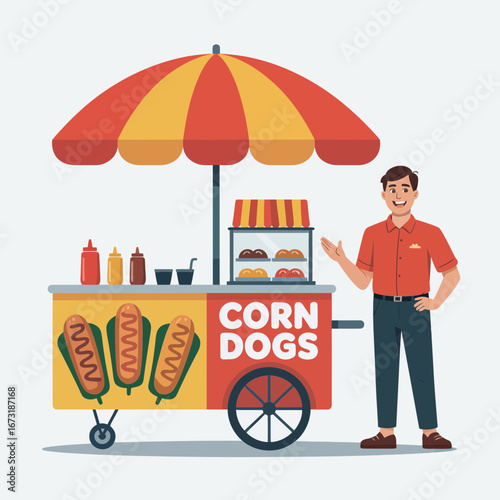 Street Food Cart Vector | Snack Stall Illustration | Mobile Food Vendor Icon Design