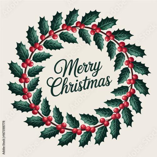 christmas holly wreath