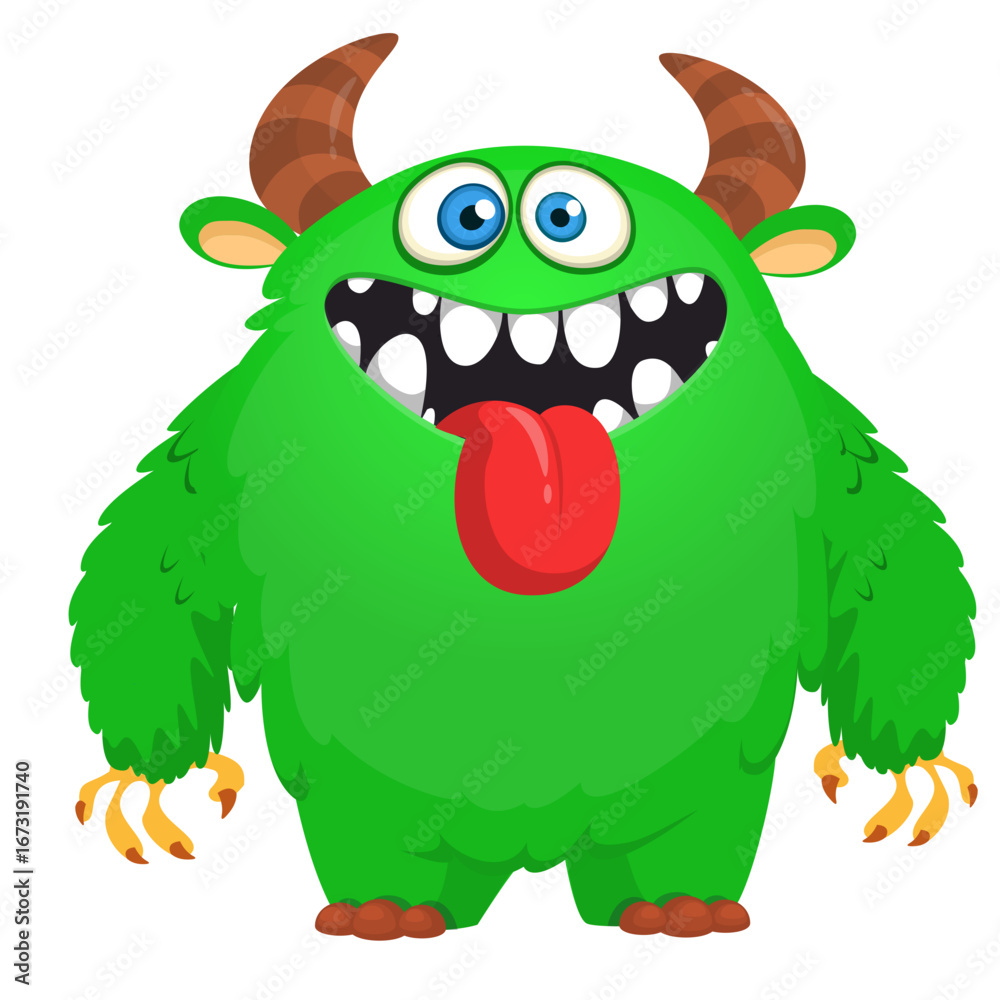 Fototapeta premium Cartoon funny monster character design with funny face expression. Halloween vector illustration