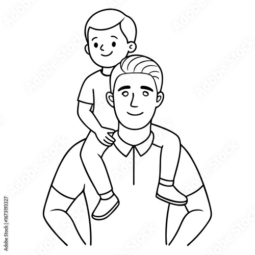 Man carring children on shoulder 