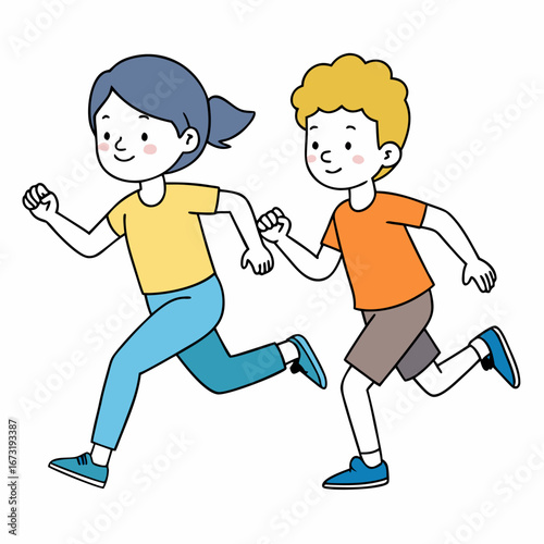 boy and girl running together