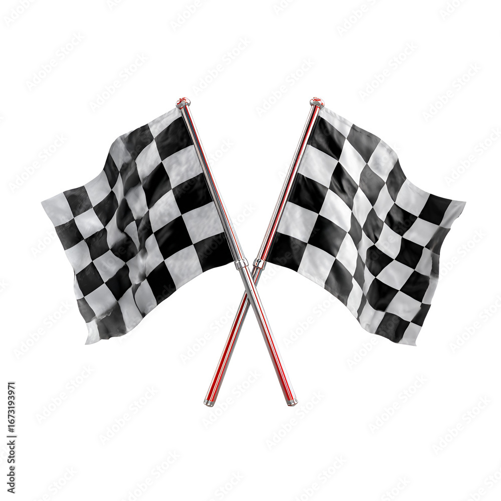 Fototapeta premium Crossed checkered flags racing victory success