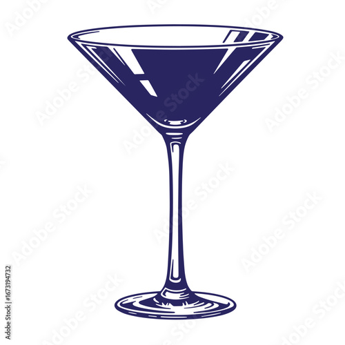 Elegant martini glass illustration depicting beverage cocktail concept for creative design elements