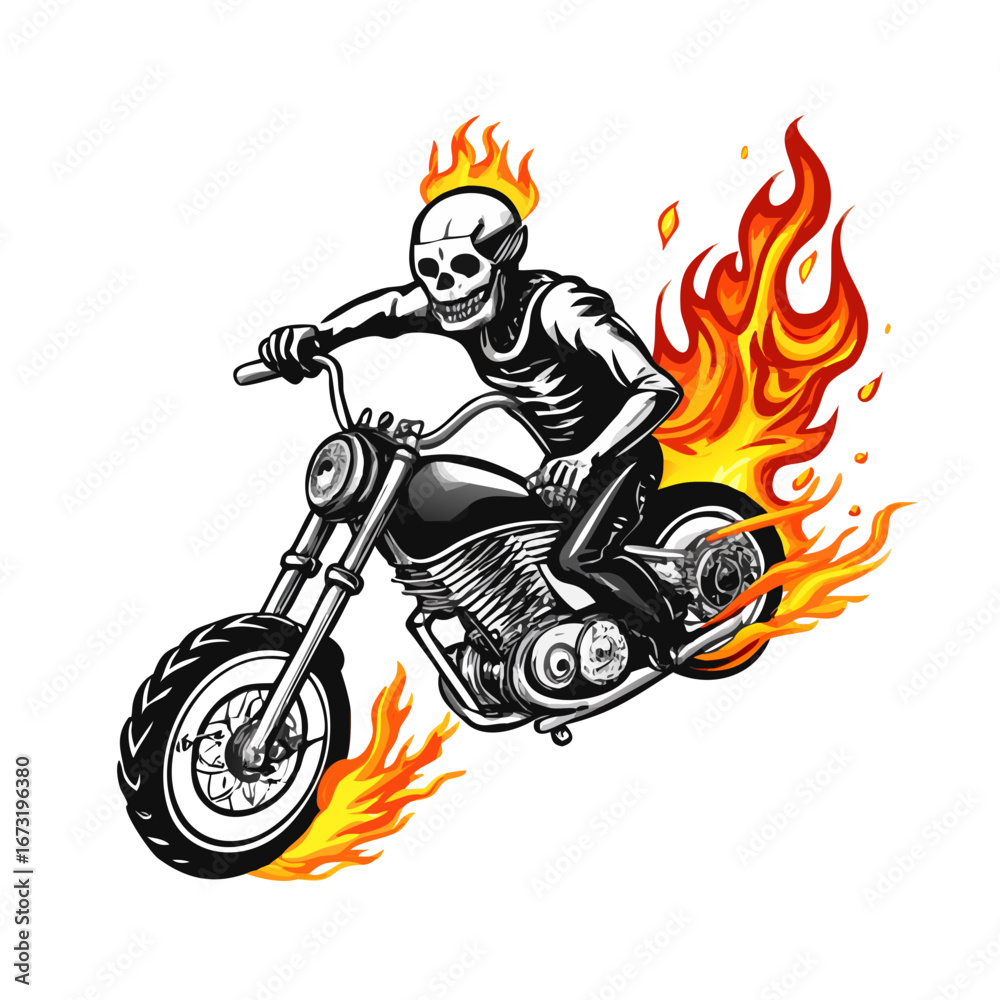 Obraz premium skeleton riding a motorcycle