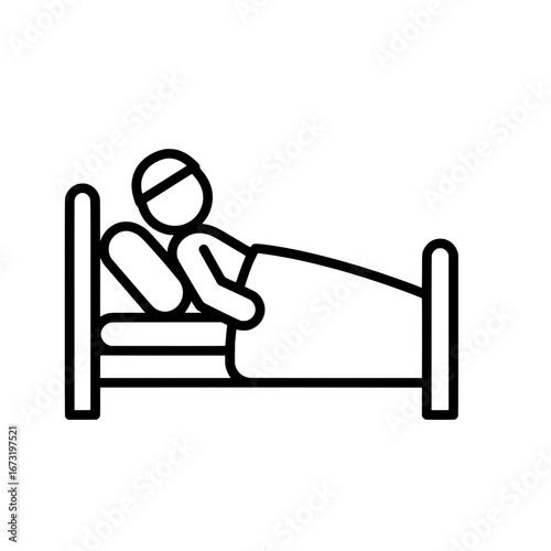Person lying in bed with transparent background