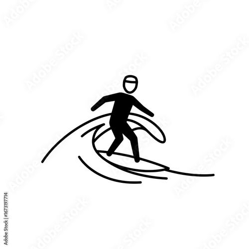 Surfer riding a wave with transparent background