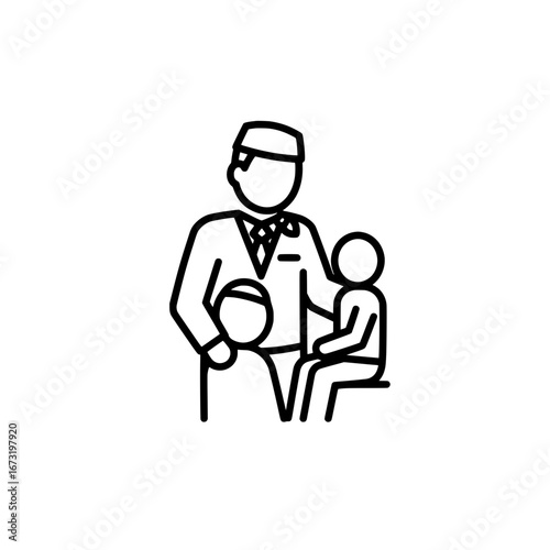 Family doctor with children sitting
