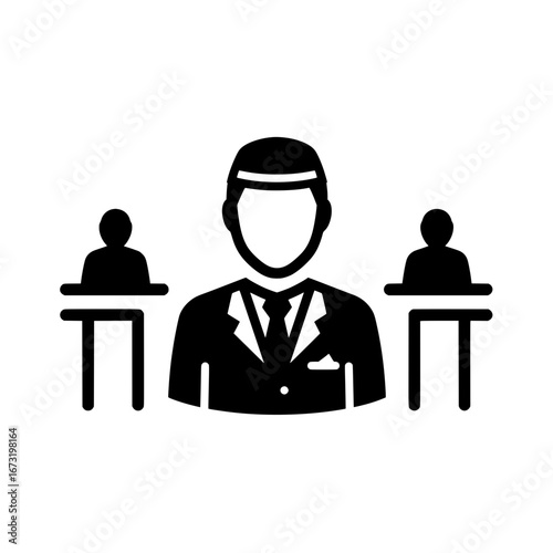 Business meeting with two participants and a presenter