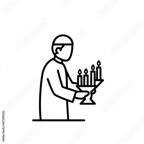 Person holding candle holder with candles