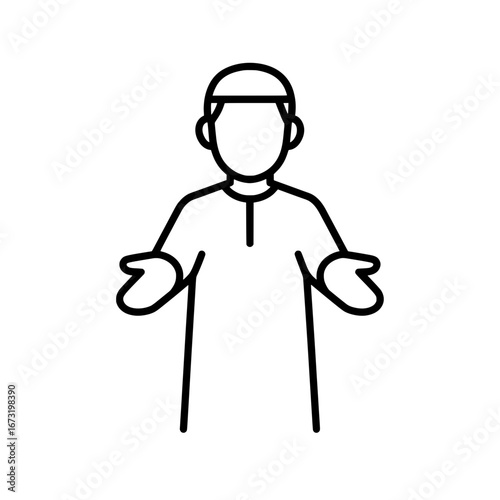 Person with open hands in greeting pose
