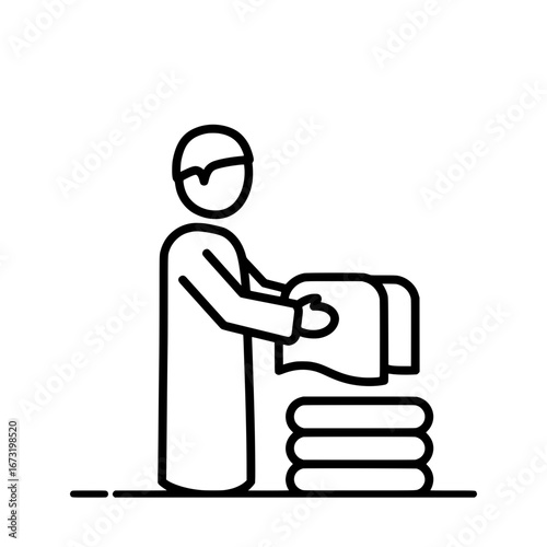 Man folding towels with transparent background
