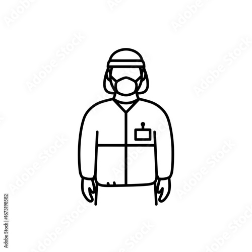 Medical worker in protective gear with transparent background