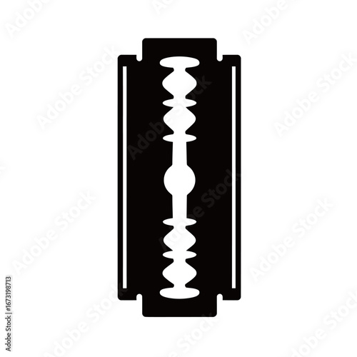 black and white silhouette of a Razor blade vector on a white background