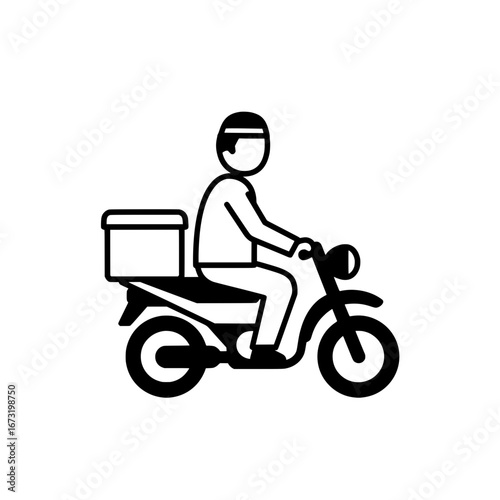 Delivery rider on motorcycle with transparent background