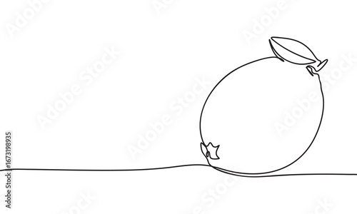 Line Art Lemon with Leaf