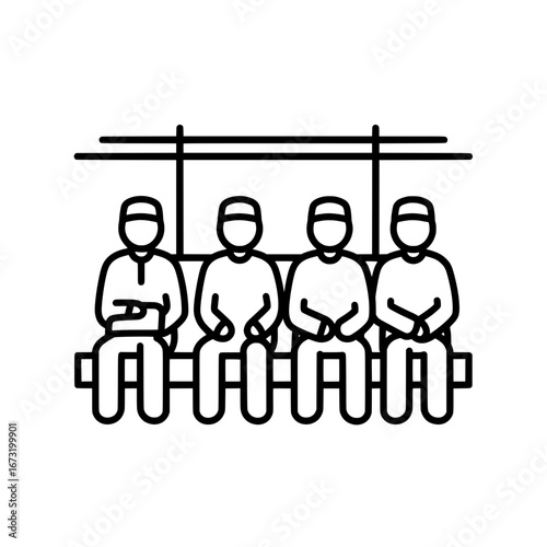 Seamless pattern of people sitting on a bench with transparent background