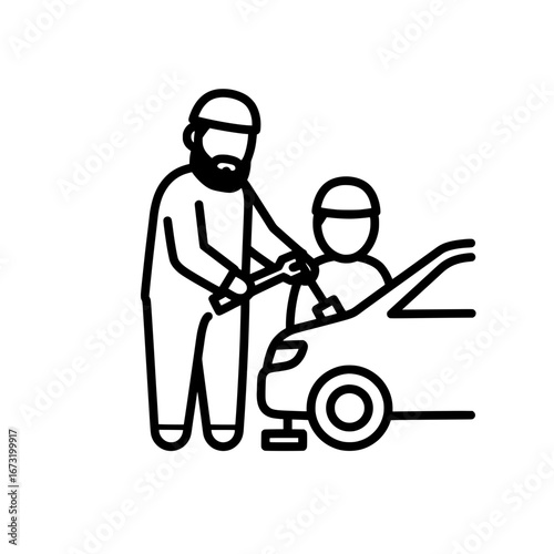 Mechanic helping a customer with car repair