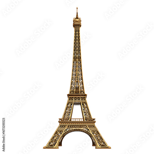 Golden Eiffel Tower on Black Background