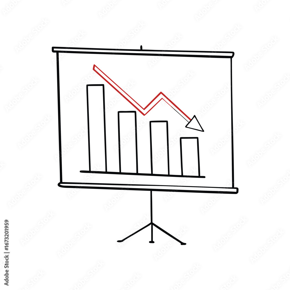 Obraz premium Graph illustrating a downward trend in performance metrics during a business presentation