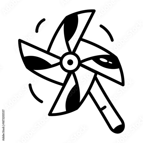 A hand drawn style icon showing a paper pinwheel