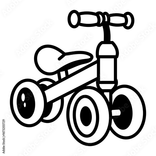 A doodle style icon representing a kids cycle
