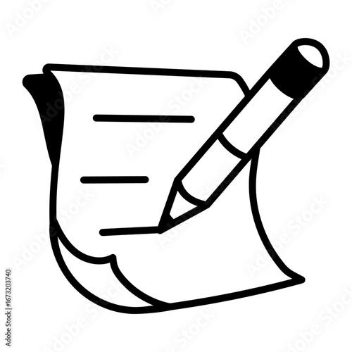 A hand drawn style icon denoting a paper pencil
