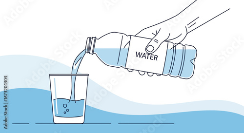 Pouring Water: A Clean Illustration of Hydration and Clarity in Modern Life