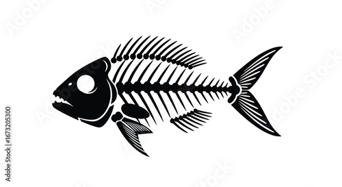 Striking silhouette of a fish skeleton a detailed and artistic representation of aquatic anatomy