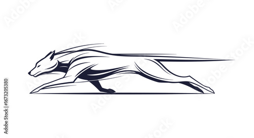 Dynamic canine silhouette capturing speed and motion in a powerful running pose