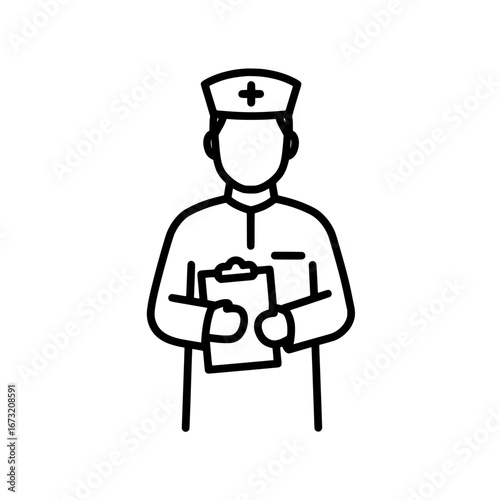 Nurse holding clipboard with transparent background